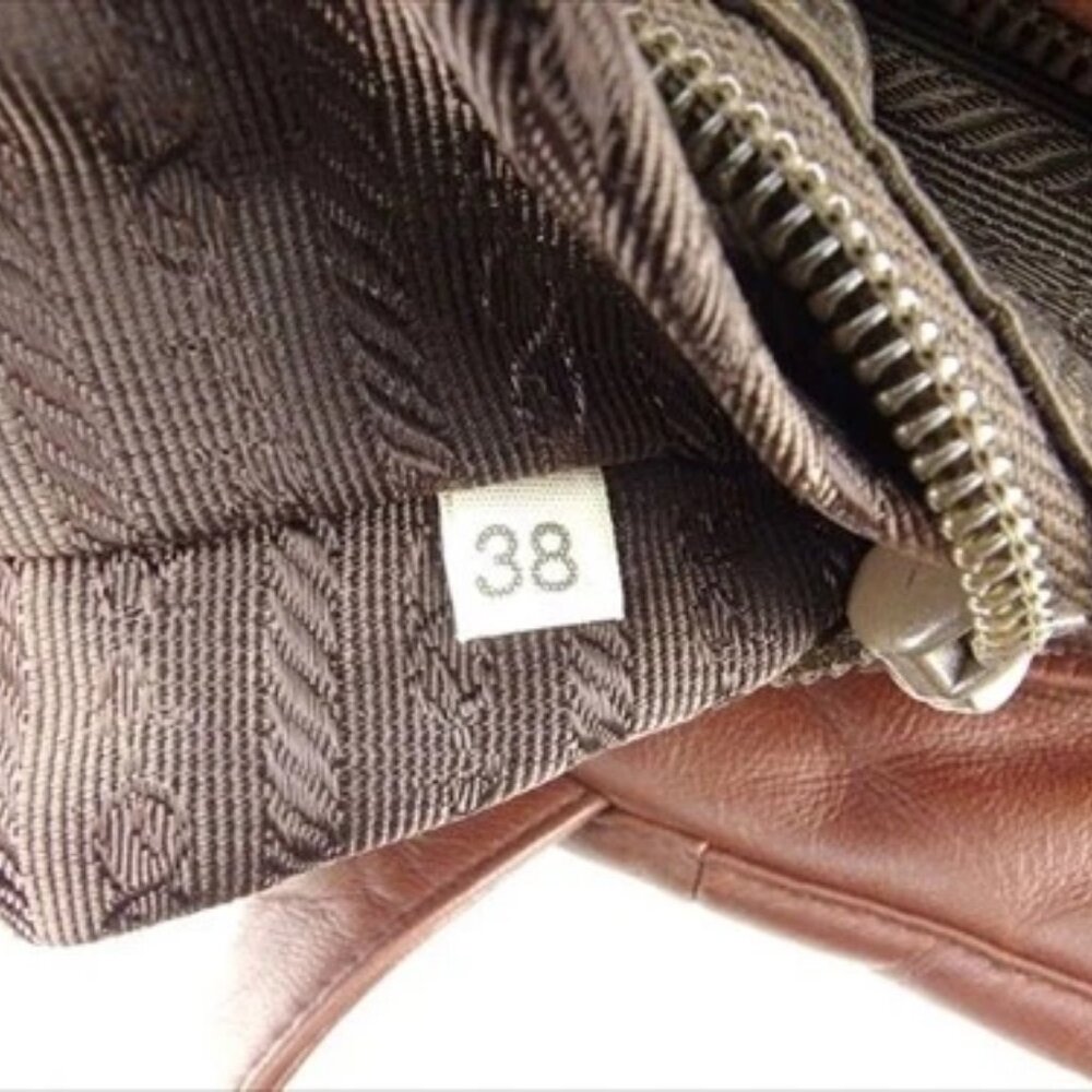Prada Tote bag Brown Lamb leather Woman unisex Authentic Used T9087 - Picture 9 of 9